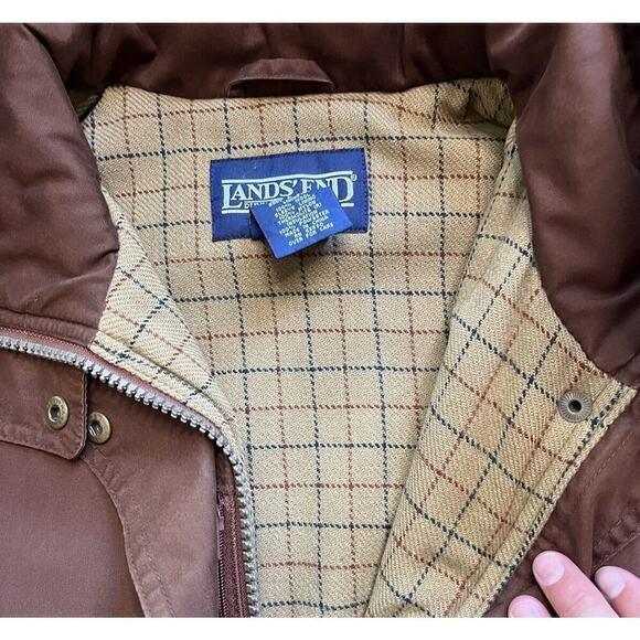 Vtg Lands End Women MP Full Zip Wool Lined Barn Coat Chore Jacket Utility - Picture 3 of 8